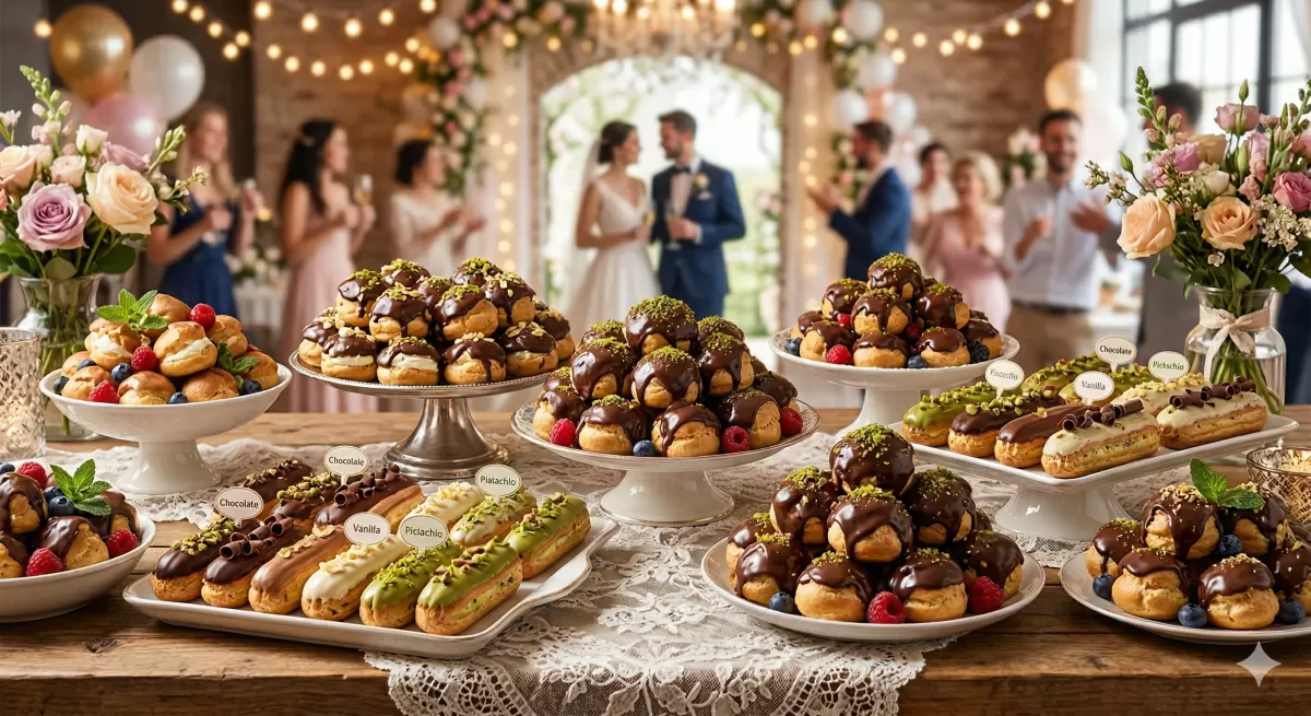 طلب حلويات الأعراس والخطوبة: بروفيتيرول وإكلير بالجملة في إسطنبول